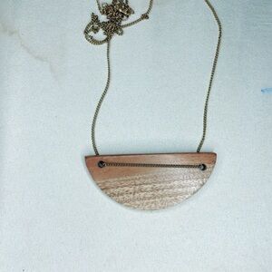 4372u. Boho Wooden Half-Moon Pendant Necklace